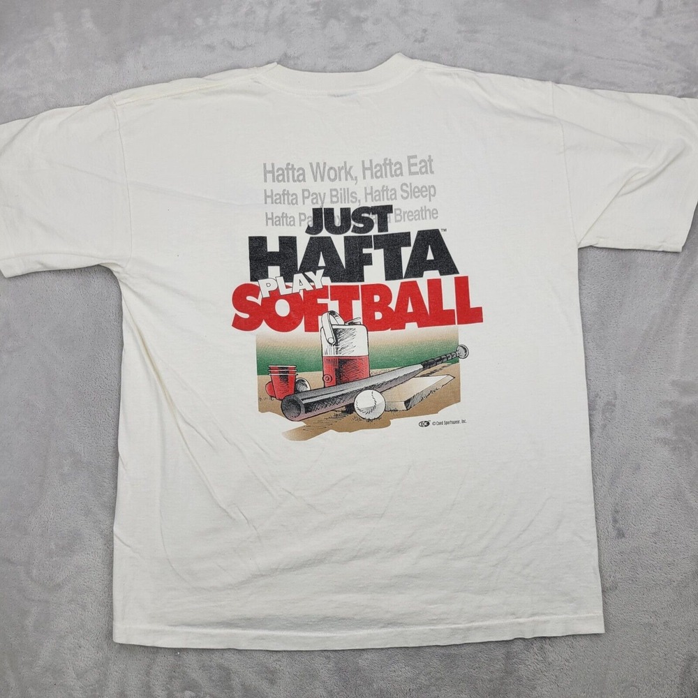 Vintage Softball Shirt Men XL Single Stitch Y2K 90s Team League Coed Hafta Play*